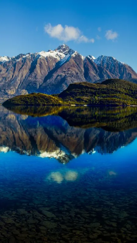 Lake Mountains Reflection Snow HD Nature Wallpaper