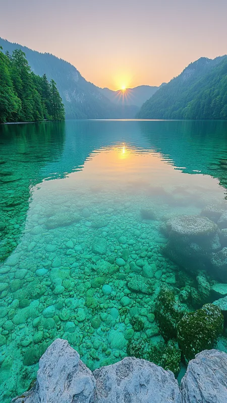 Lake With Crystal Clear Water HD Nature Wallpaper