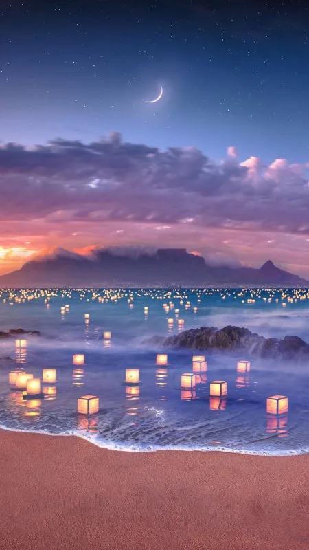 Lights Beach Water Nature Wallpaper