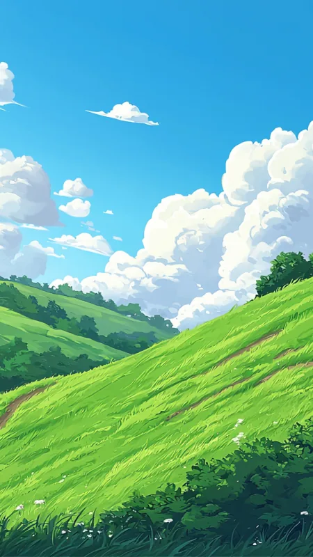 Loud And Rolling Grassy Slopes Art Nature Wallpaper