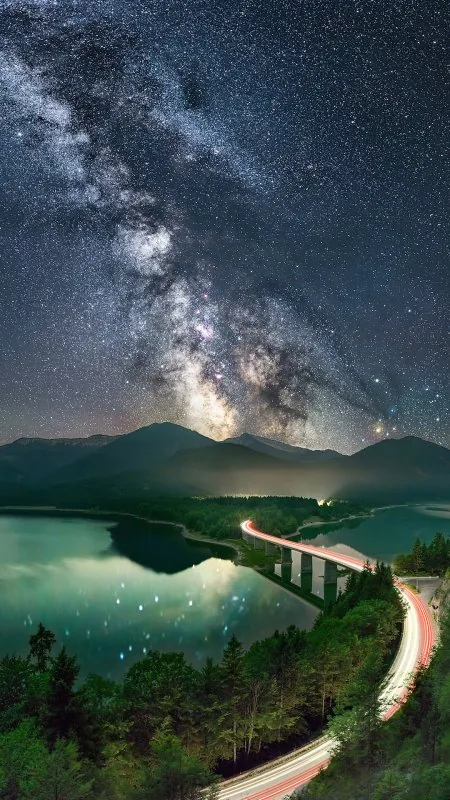 Nature Milky Way Road Long Exposure Wallpaper