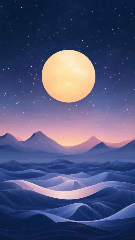 Moon Crossing Mountains Minimalist HD Nature Wallpaper