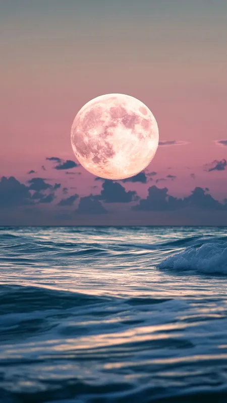 Moon On The Sea Nature Wallpaper