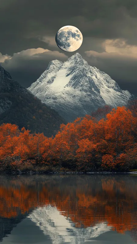Nature Moon Rising Over A Mountain Wallpaper