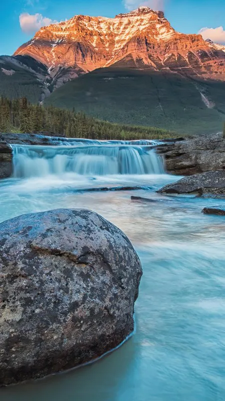 Mount Fryatt And Athabasca Falls Nature Wallpaper