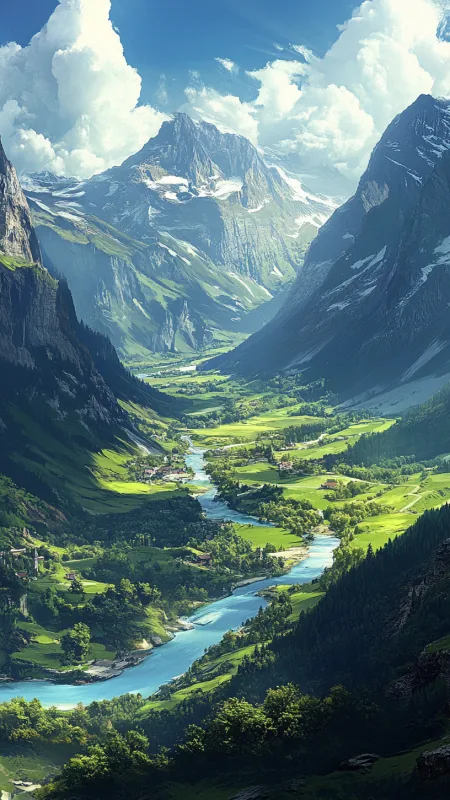 Nature Mountain And River Wallpaper
