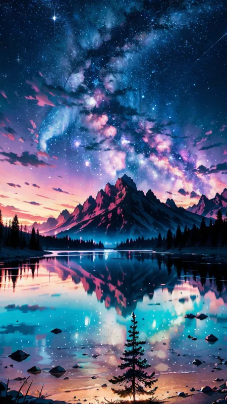 Nature Mountain Landscape Art Wallpaper