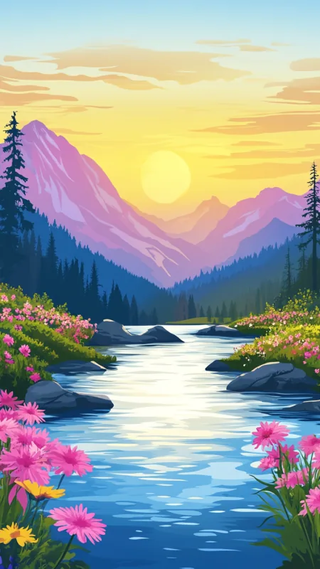 Mountain Painting HD Nature Wallpaper