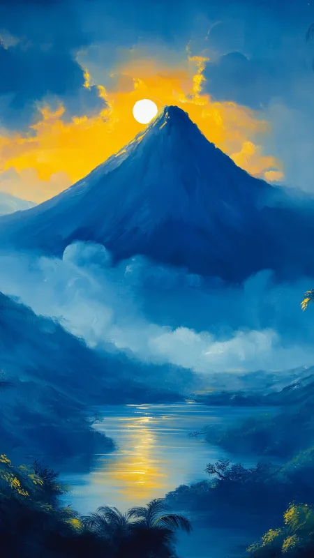 Nature Mountain Painting Wallpaper