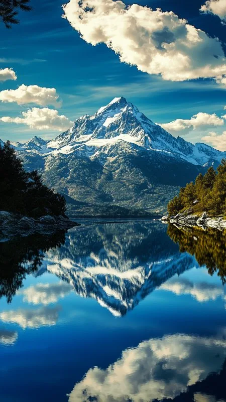 Nature Mountain Reflection Lake Clouds Wallpaper