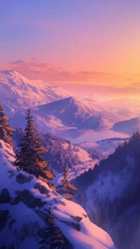 Nature Mountain Snow Covered Wallpaper