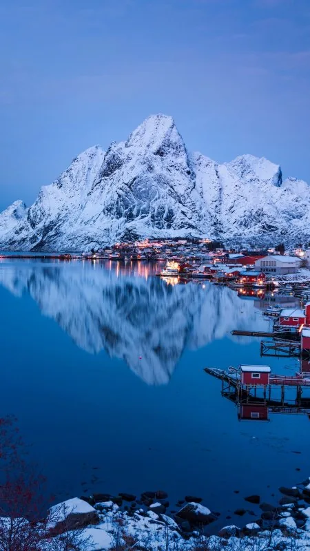 Nature Mountains Houses Winter Wallpaper
