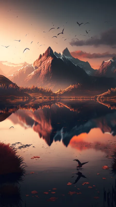 Mountains In The Lake HD Nature Wallpaper