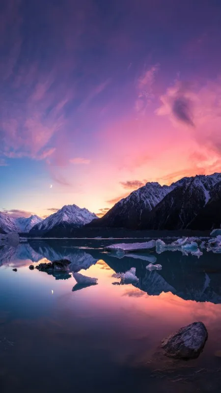 Nature Mountains Reflection Snow Wallpaper