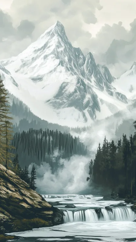 Mountains With Snow Nature Wallpaper