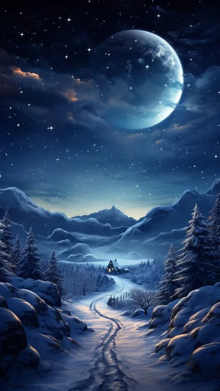 Night Sky With A Crescent Moon HD Nature Wallpaper