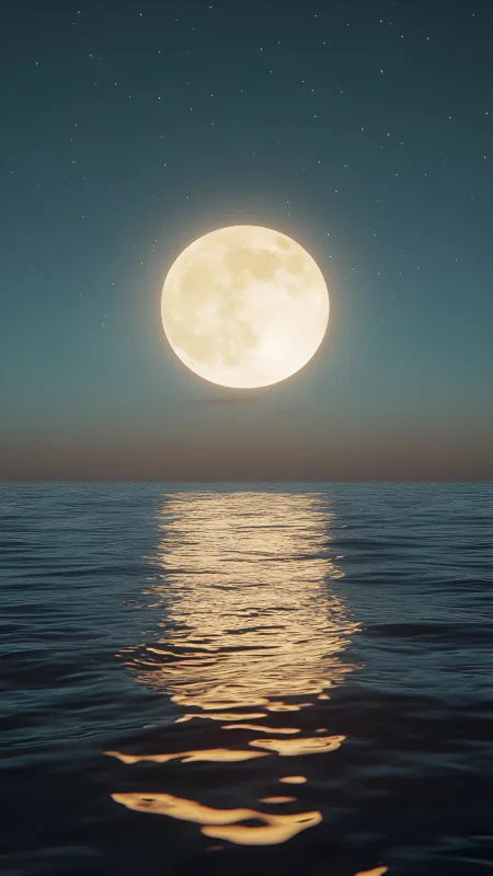 Nature Ocean Moon Sky Reflection Landscape Wallpaper