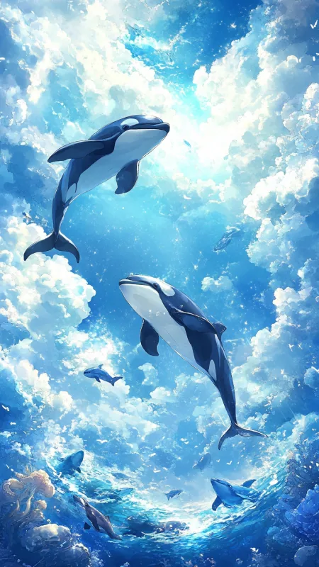 Ocean With Dolphins HD Nature Wallpaper