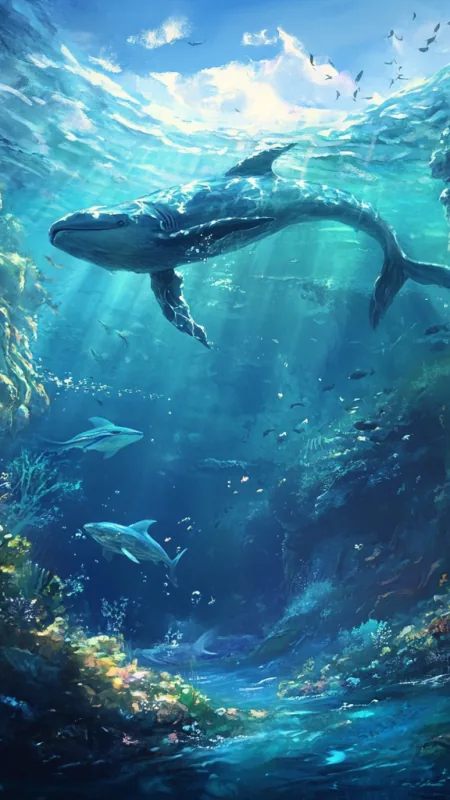 Ocean With Dolphins HD Nature Wallpaper