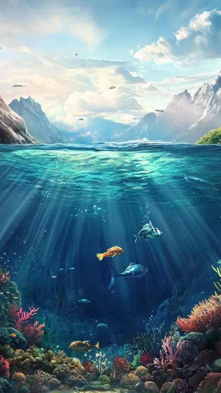 Ocean With Fishes HD Nature Wallpaper