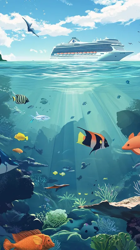 Ocean With Fishes HD Nature Wallpaper