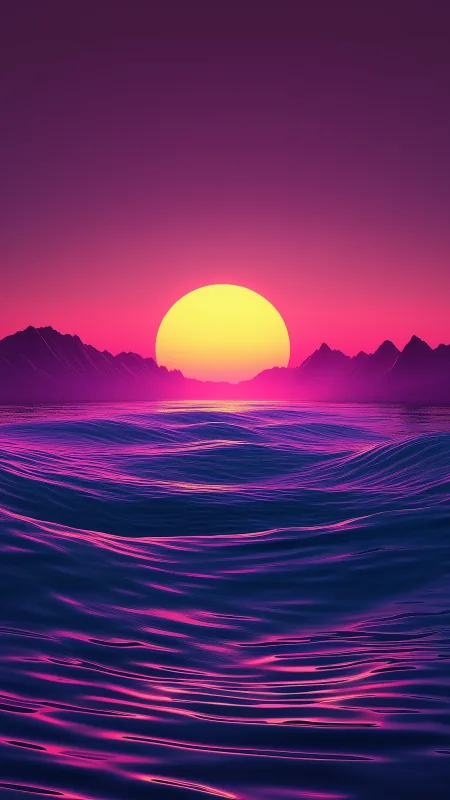 Nature Ocean With Sunset Wallpaper