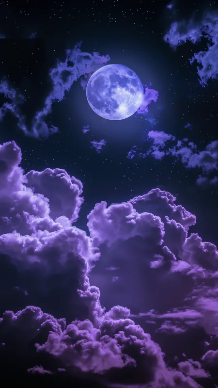 Nature Purple Cosmic Moon Stars Wallpaper