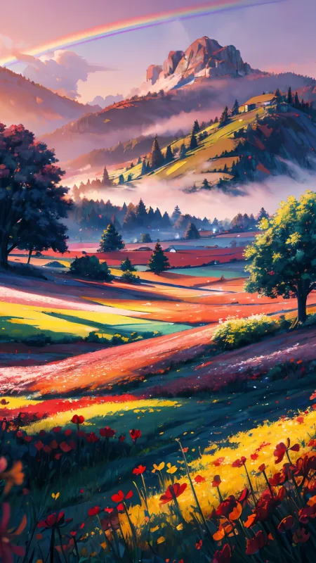 Rainbow Valley Poppy Fields Nature Wallpaper