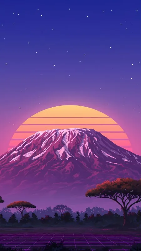 Retro Sun Rise In Mountains Minimal HD Nature Wallpaper