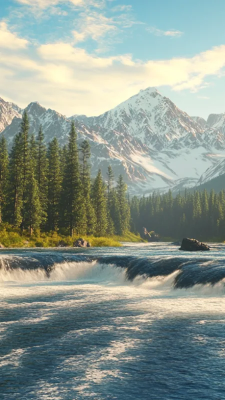 Nature River Rapids Surrounded Wallpaper