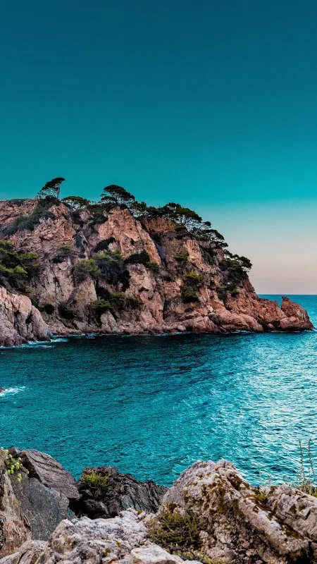 Rocky Cove Turquoise Sea Nature Wallpaper
