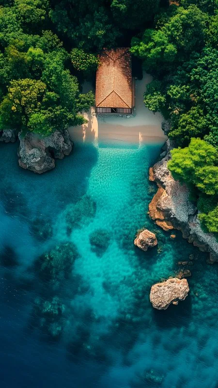 Nature Sea Beach House Trees Wallpaper