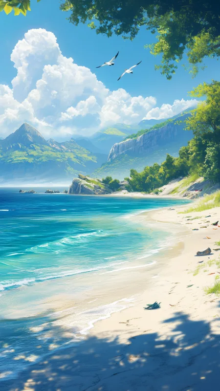 Sea Coast Mountains Views Nature Wallpaper