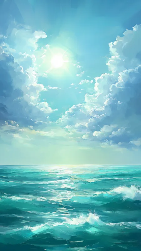 Sea Painting Nature Wallpaper