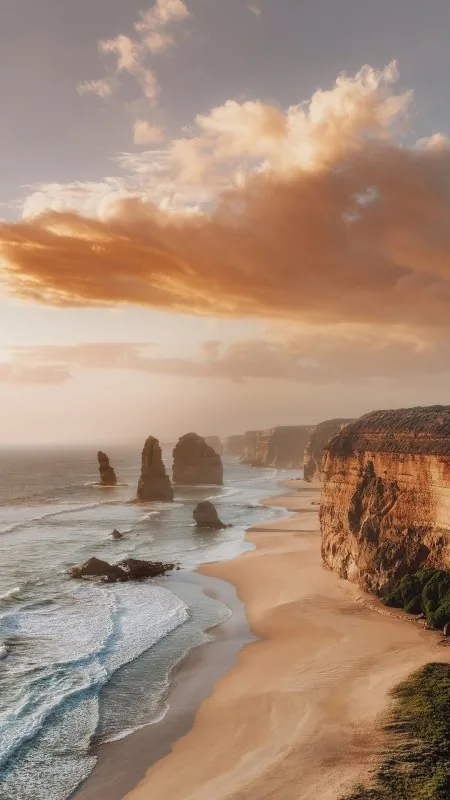 Sea Stacks Golden Coast Nature Wallpaper