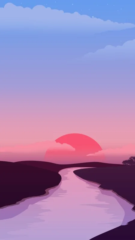 Small Lake Red Sunset HD Nature Wallpaper