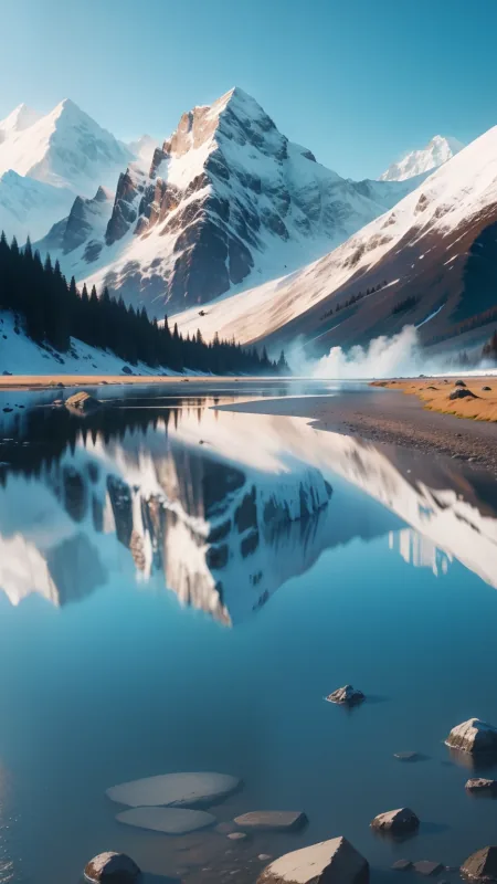 Snow Range Mountains Nature Wallpaper