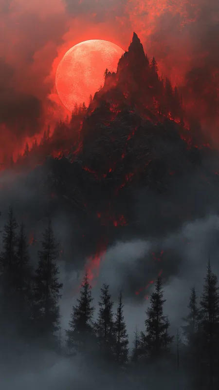 Spooky Mountains Nature Wallpaper