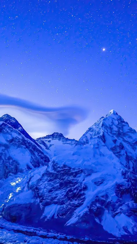 Starry Night Blue Peaks Nature Wallpaper