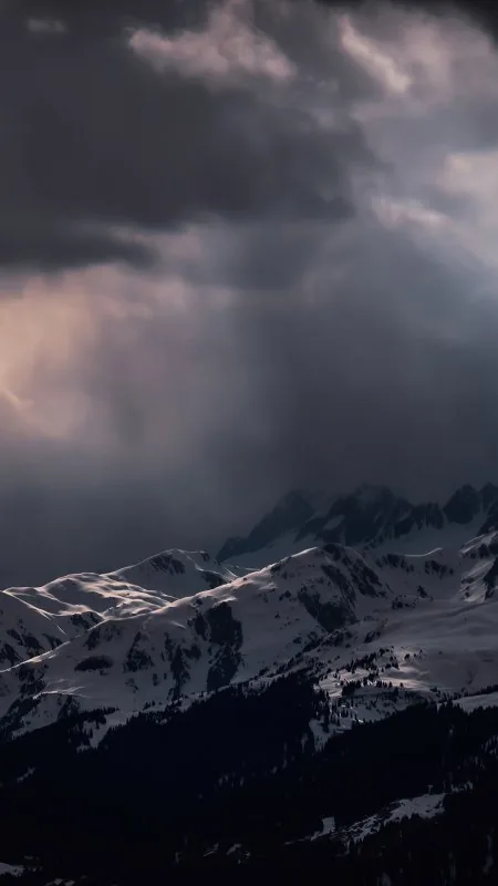 Storm Clouds Snowy Ridges Nature Wallpaper