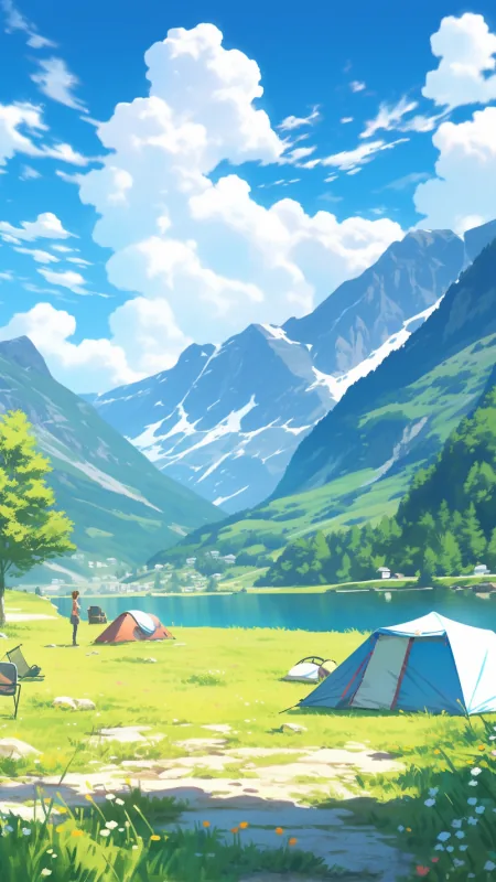 Summer Time Switzerland Camping Nature Wallpaper
