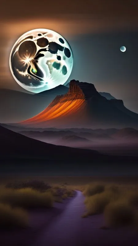 Surreal Moon Desert Mesa Nature Wallpaper