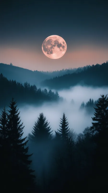 Nature Tree Moon Smoke Wallpaper