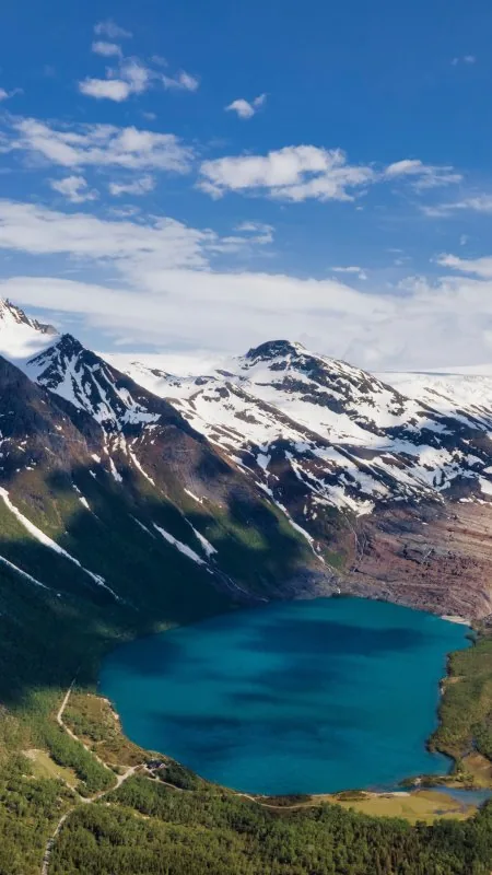 Turquoise Lake Aerial View Nature Wallpaper