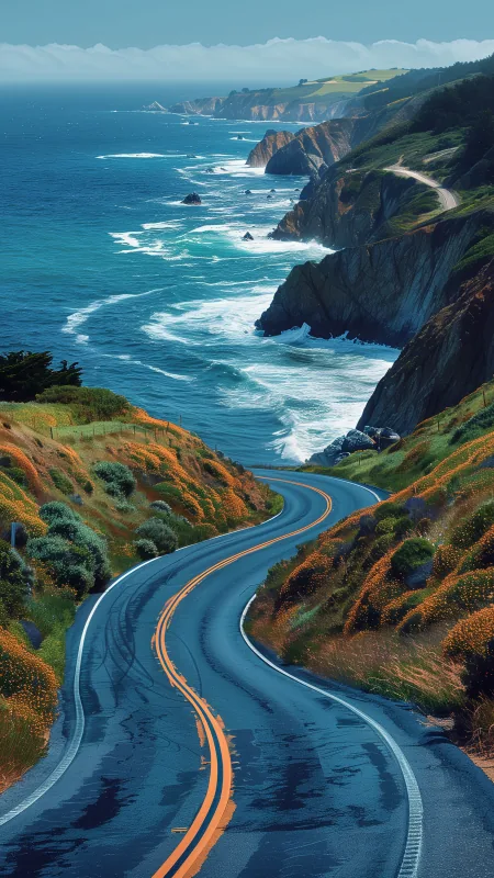 Unny Coastal Roads Side View Nature Wallpaper