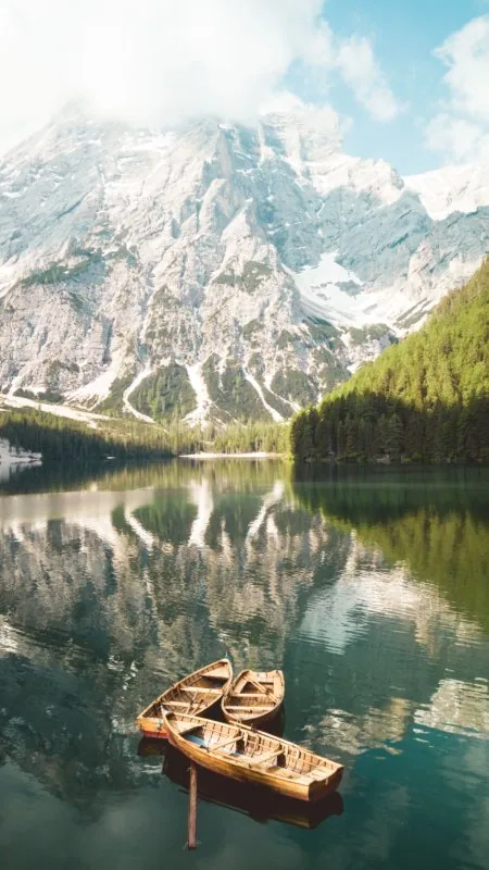 Nature Water Ship Landscape Mountain Wallpaper