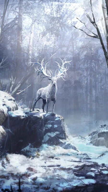 Nature Winter Forest Reindeer Wallpaper