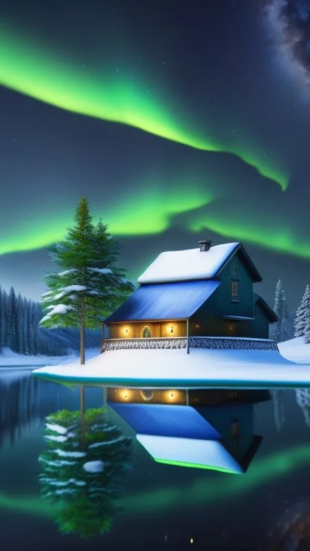 Nature Winter House Wallpaper