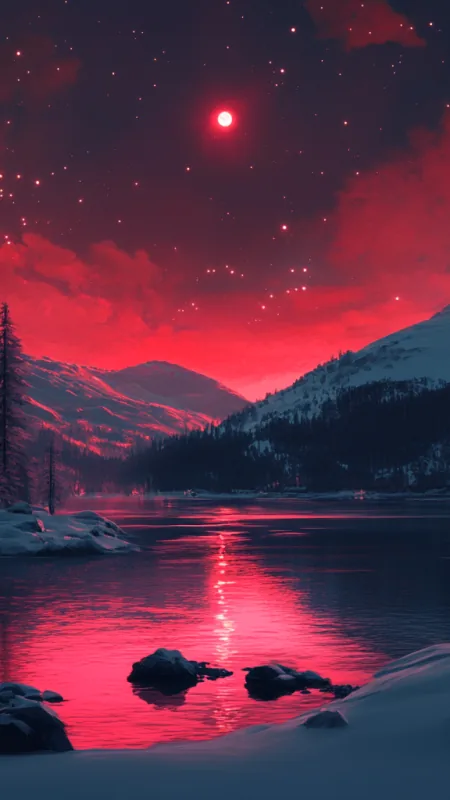 Winter Night Aurora HD Nature Wallpaper