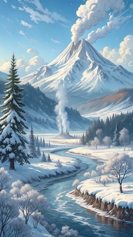 Nature Winter Snow Landscape White Art Wallpaper